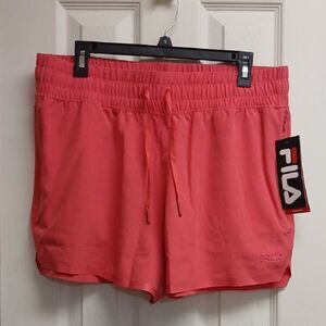 Fila Women's Pink W/RED HINT Training Shorts Dexterity Woven Short Size XL NWT
